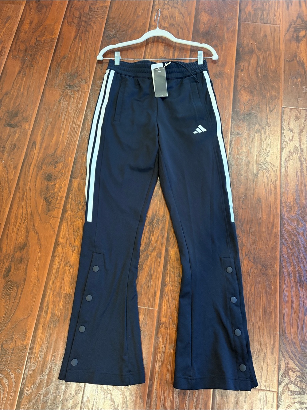 adidas black White Snap Hem Track Pants